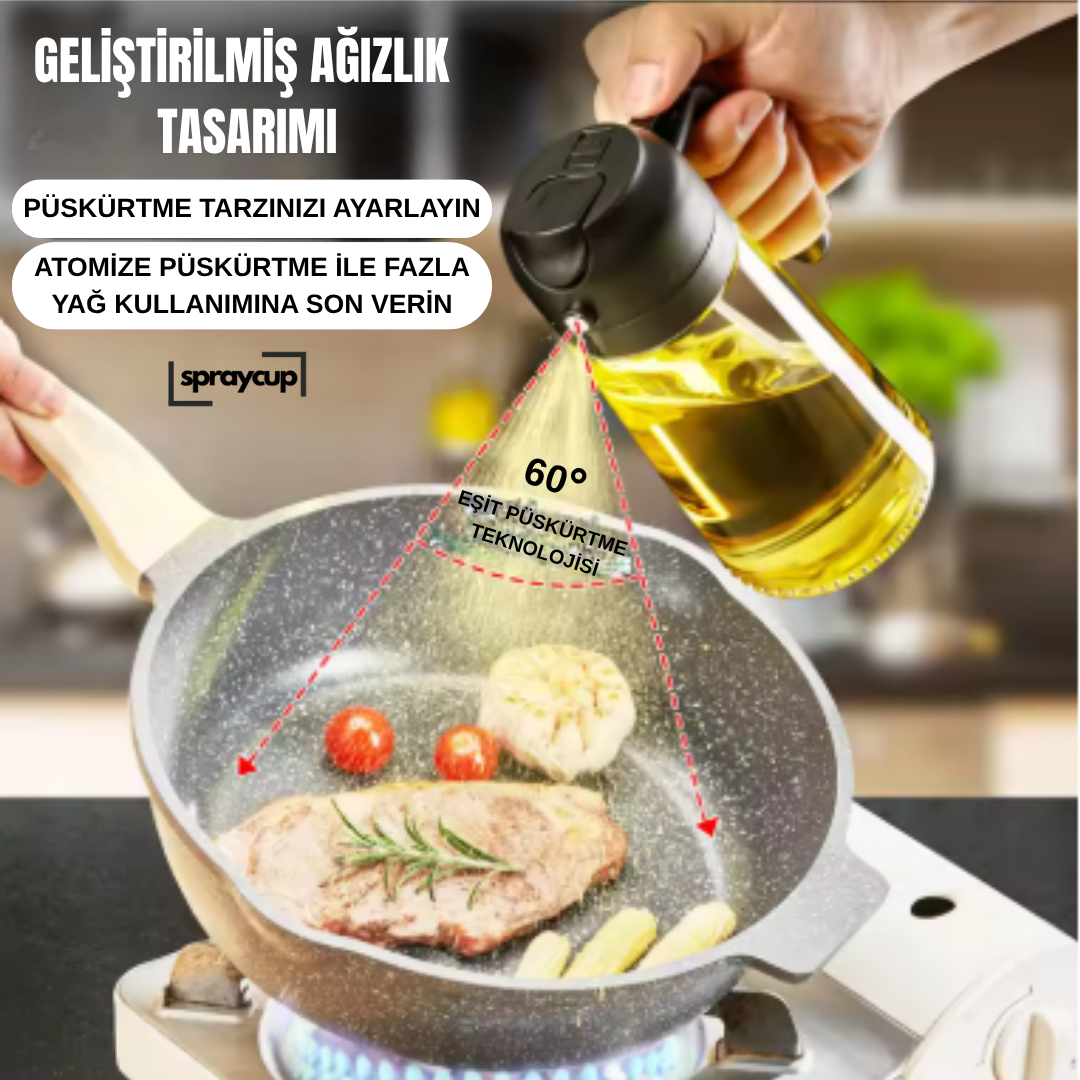 Spraycup® Çok Amaçlı Çift Fonksiyonlu Sprey ve Yağdanlık