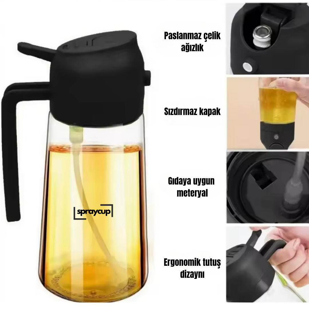Spraycup® Çok Amaçlı Çift Fonksiyonlu Sprey ve Yağdanlık
